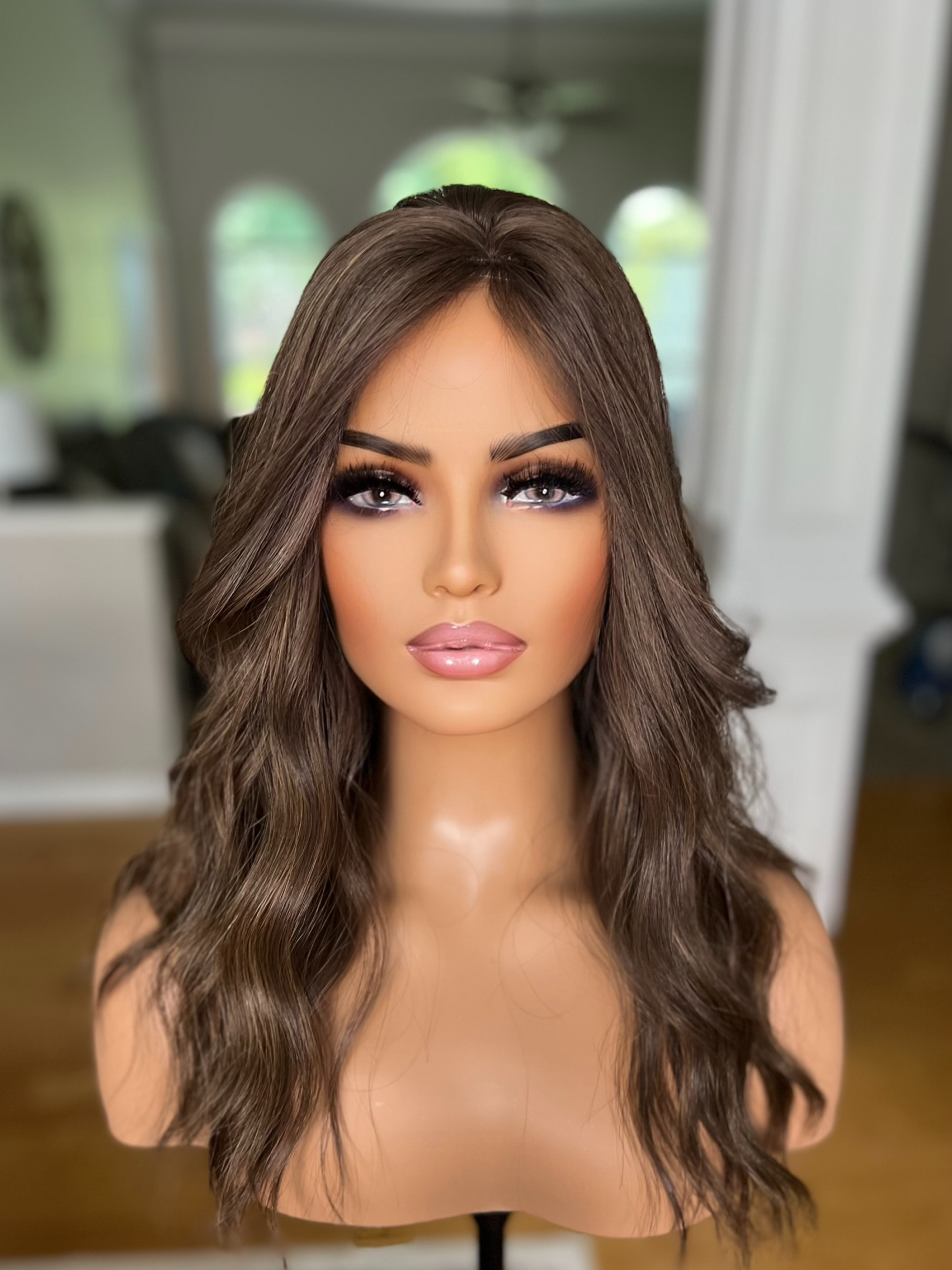 Med Ash Brown with subtle highlights - 8x8 Silk Topper