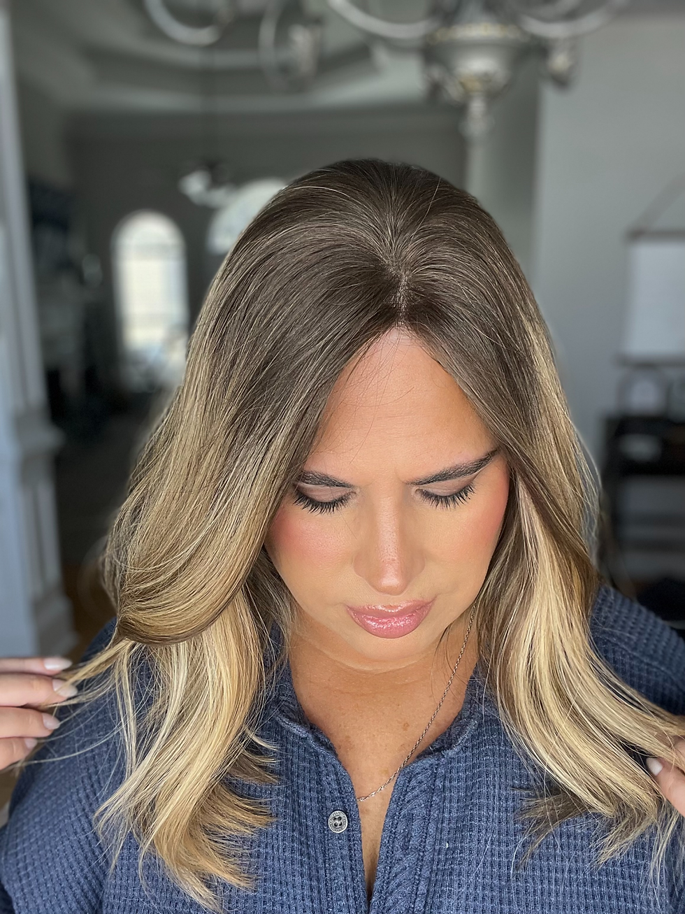 Thumbnail: Warm Dimensional Blonde w/Ash Brown Root- 8x8 Closed Lace Topper
