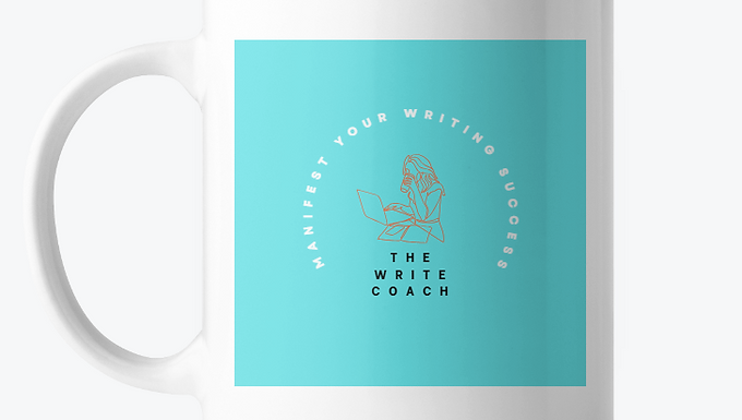 Manifest Your Writing Success Mug, Tiffany Bue with Logo
