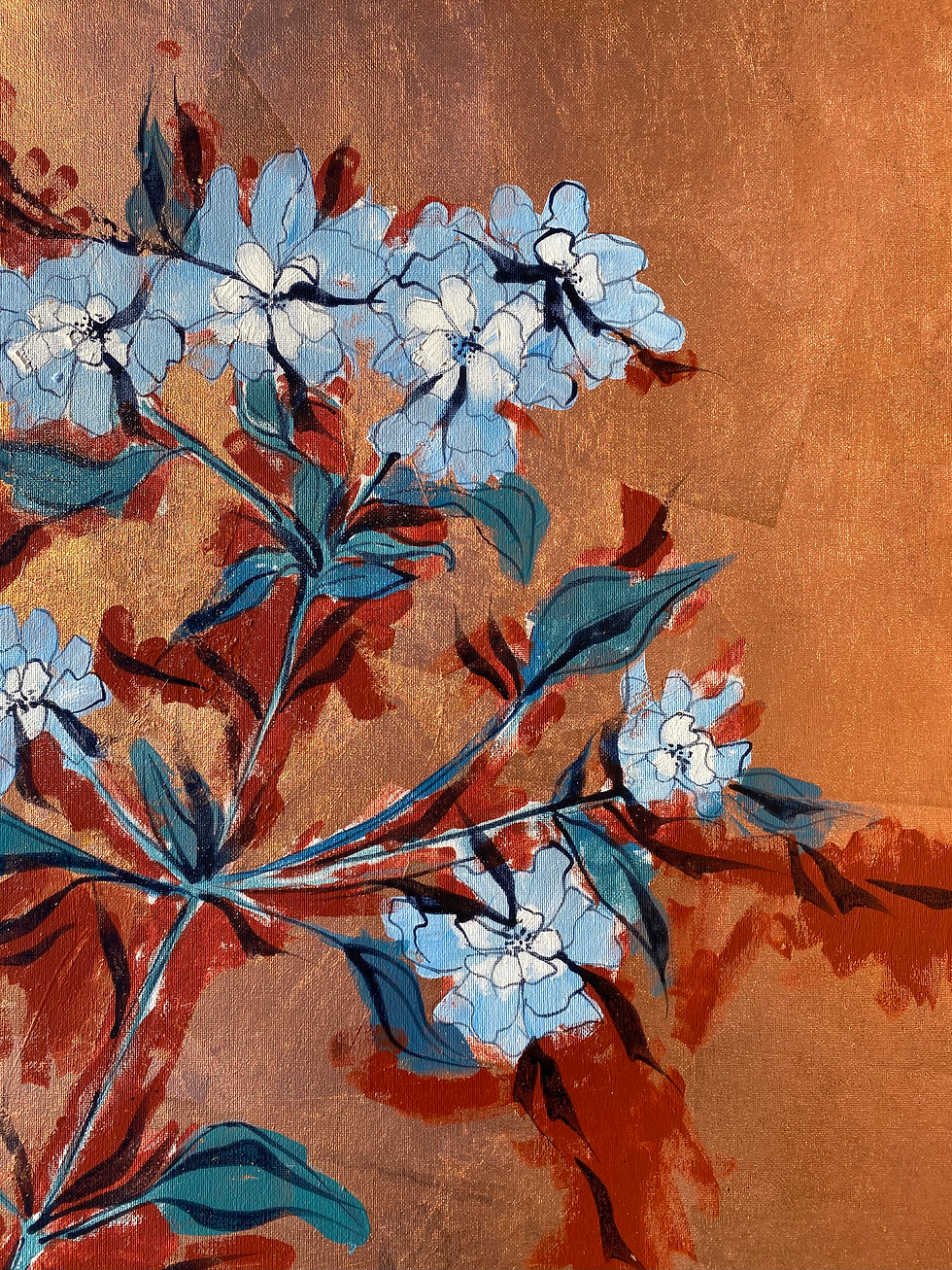 Blue Flowers on Copper