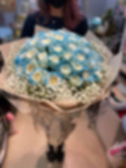 (必需預訂) Ice Blue Rose Bouquet 碎冰藍玫瑰花束