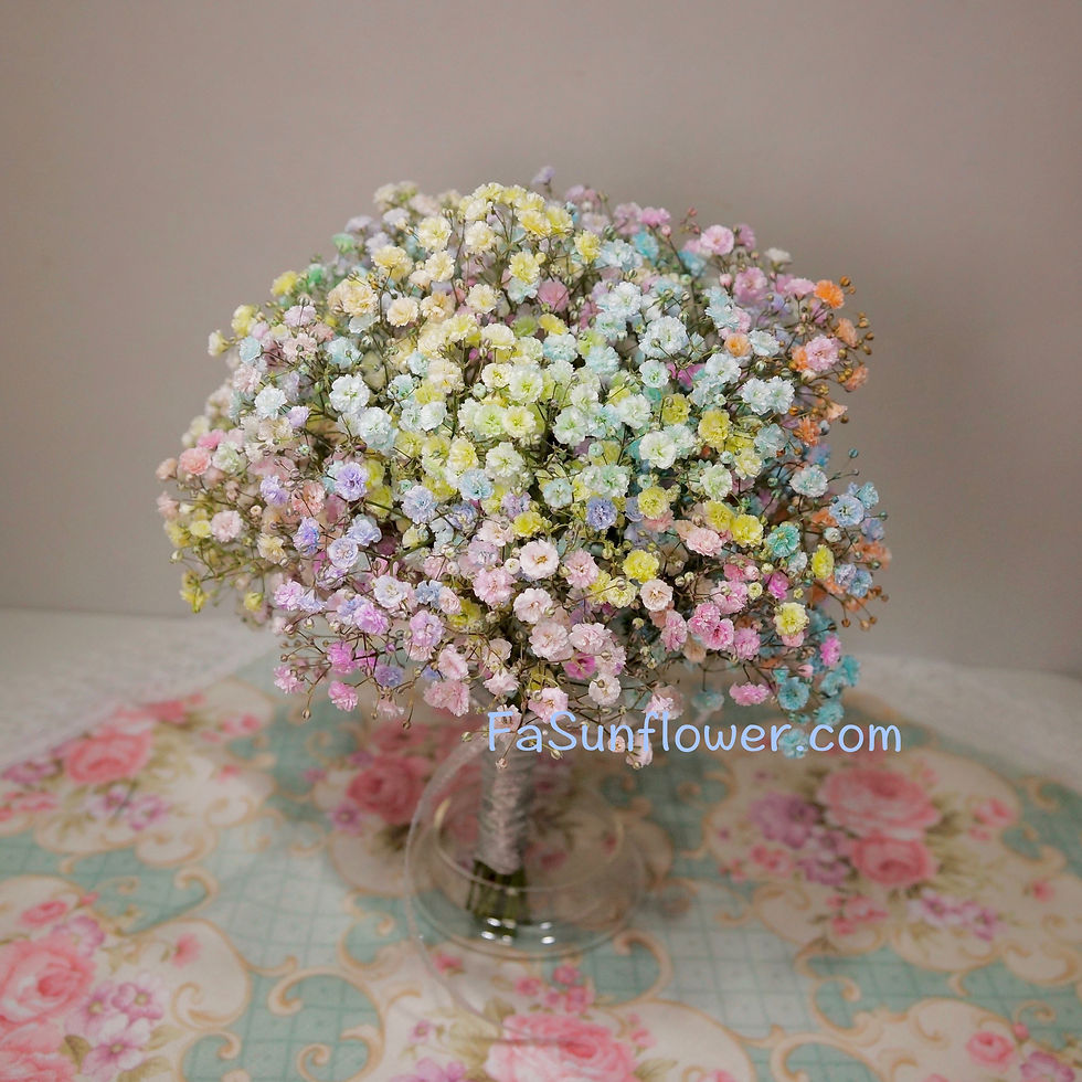 縮圖：四個七彩滿天星姊妹手捧花套裝 Colorful Baby's Breath wedding bouquet