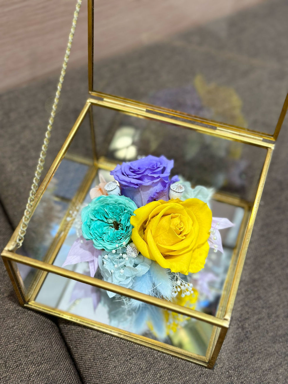 縮圖：鏡中花～永生保鮮玫瑰擺設 （多款可款）Preserved Flower Rose Arrangment