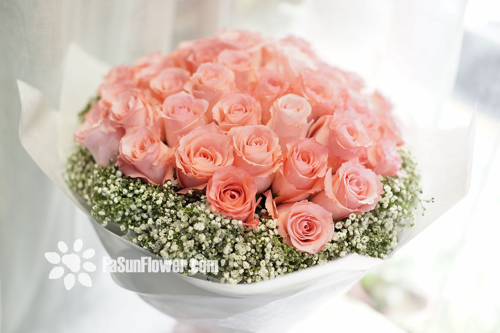 縮圖：玫瑰滿天星花束 Roses Bouquet PK-WH51B