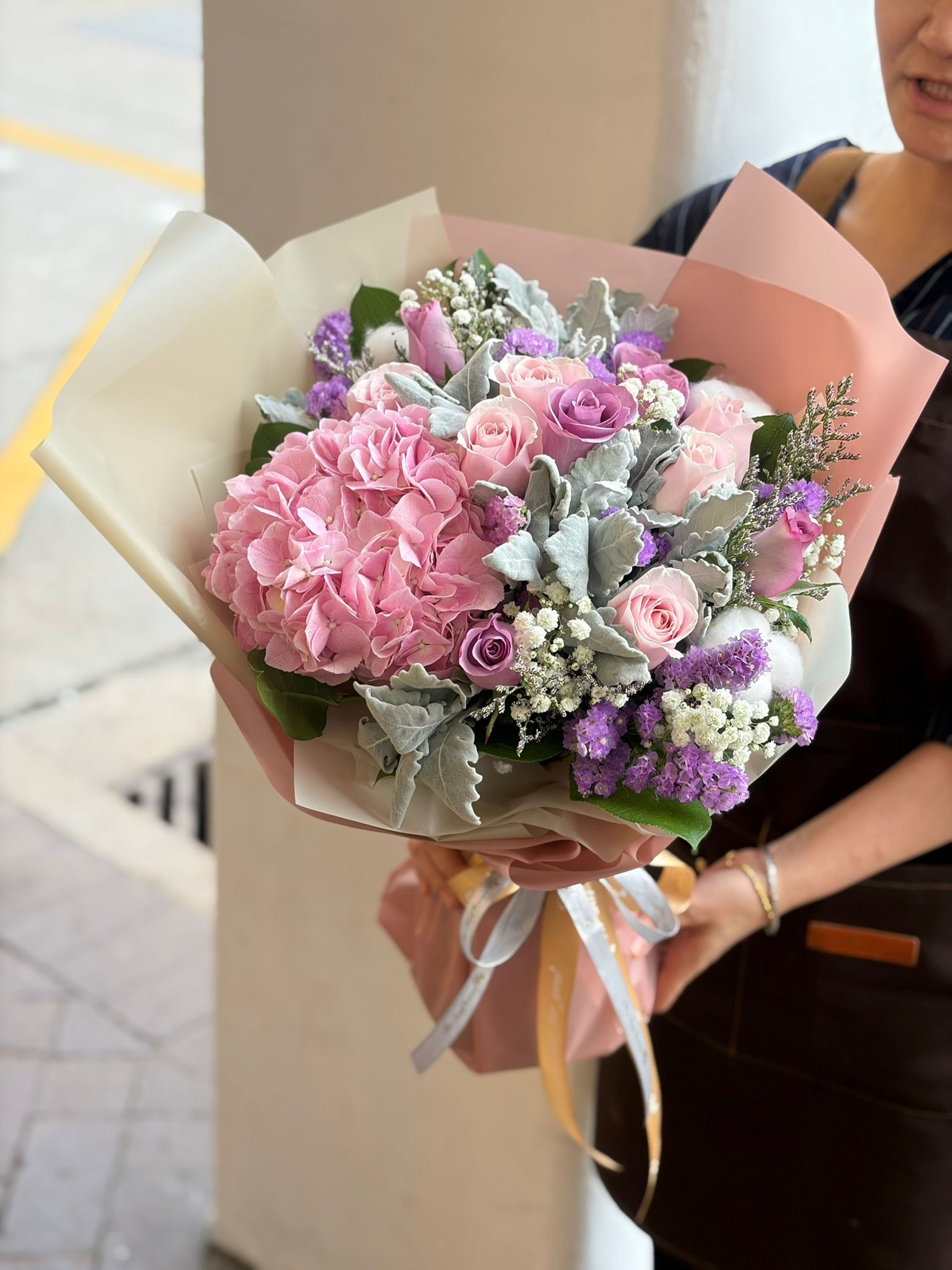 粉繡球玫瑰滿天星花束 Hydrangea K-Style Bouquet LPKHYPRPP1
