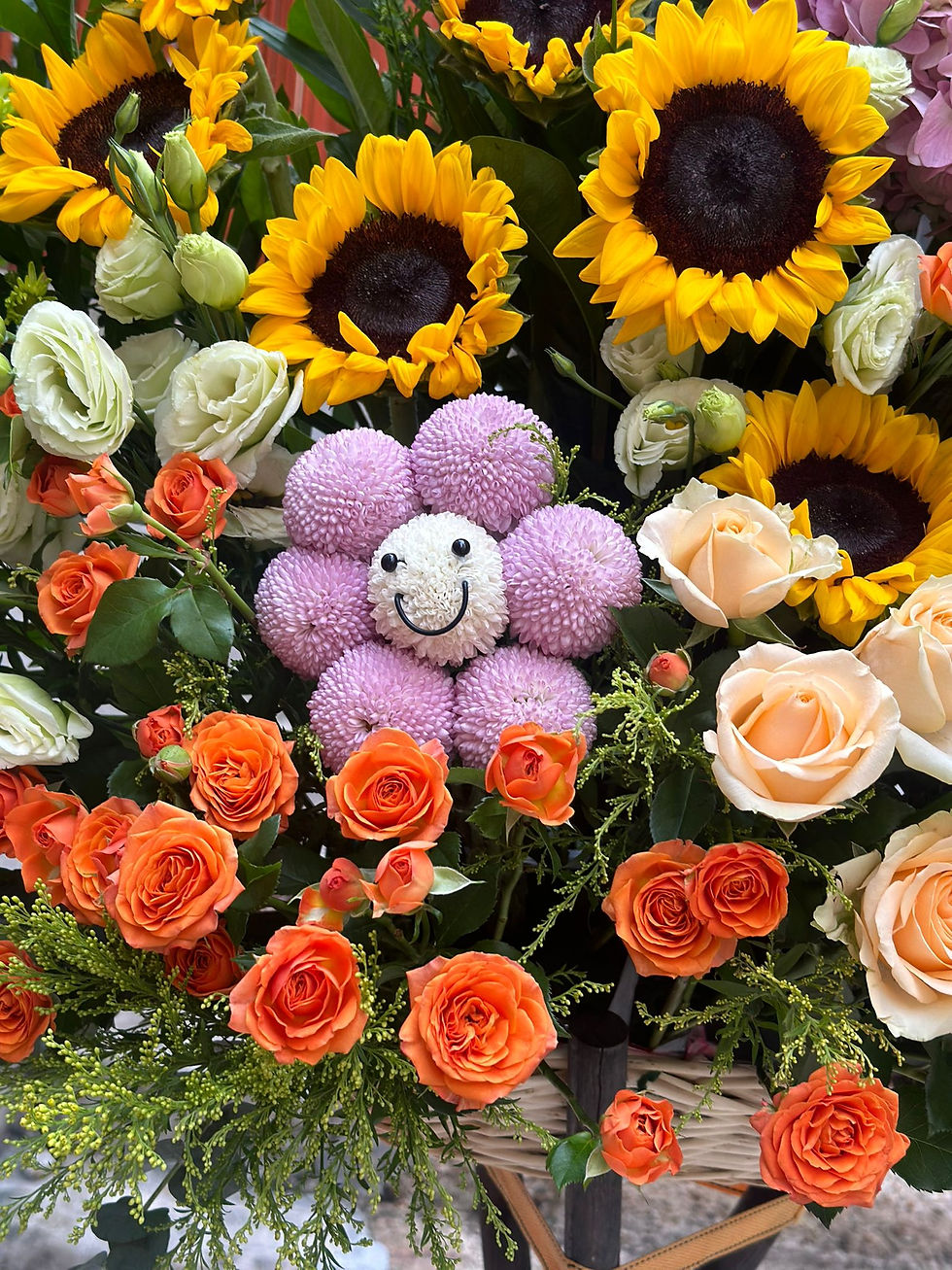 縮圖：哈哈笑向日葵繡球花籃Congratulation Basket SFSMEHYBK