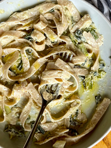 Spring Onion and Crème Frache Tagliatelle