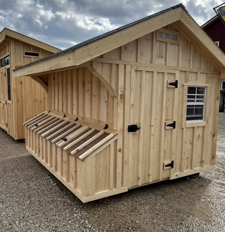 chicken coop built in Ontario with nesting boxes, solid pine construction and predator resistant design