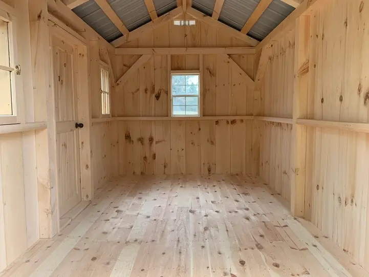 Solid Tongue & Groove Pine Flooring, 1" Thick Walls, 4" x 4" Main Framing, Wall Vents