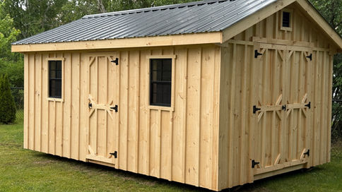 10 x 16 Standard Build
Man Door, Double Door, Metal Roof, 2 Windows.
All our standard builds are done with Gable roof