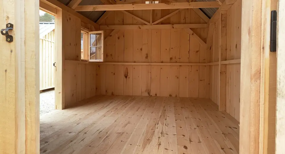 Inside of a 10 x 20' spacious shed