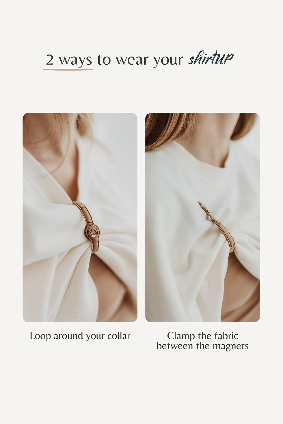 Zwei einfache Möglichkeiten, deinen ShirtUP Magnetclip zu tragen