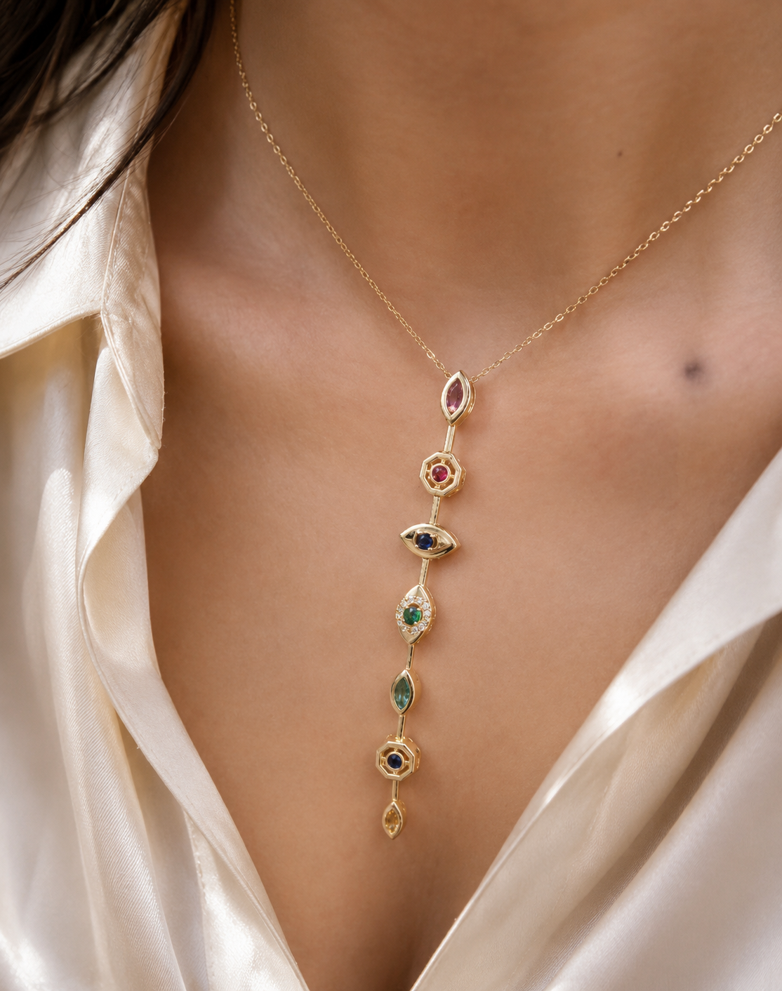 Mystic Charm 18K Gold Plated Lariat Necklace