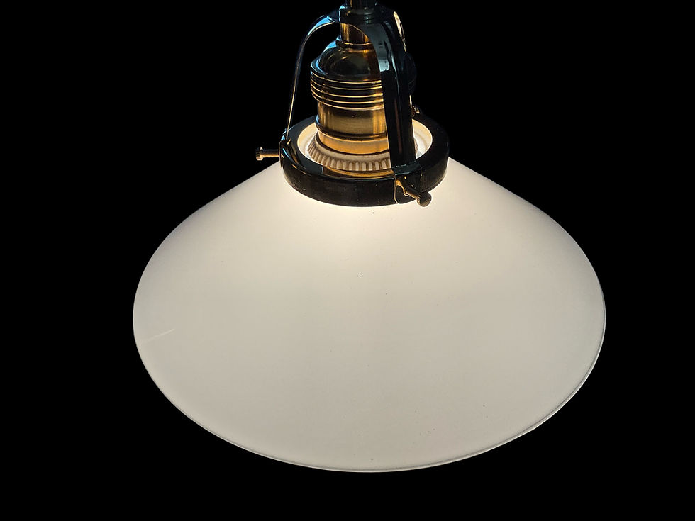 Miniaturbild: Jugendstil Tischlampen Paar Schusterschirme Messing