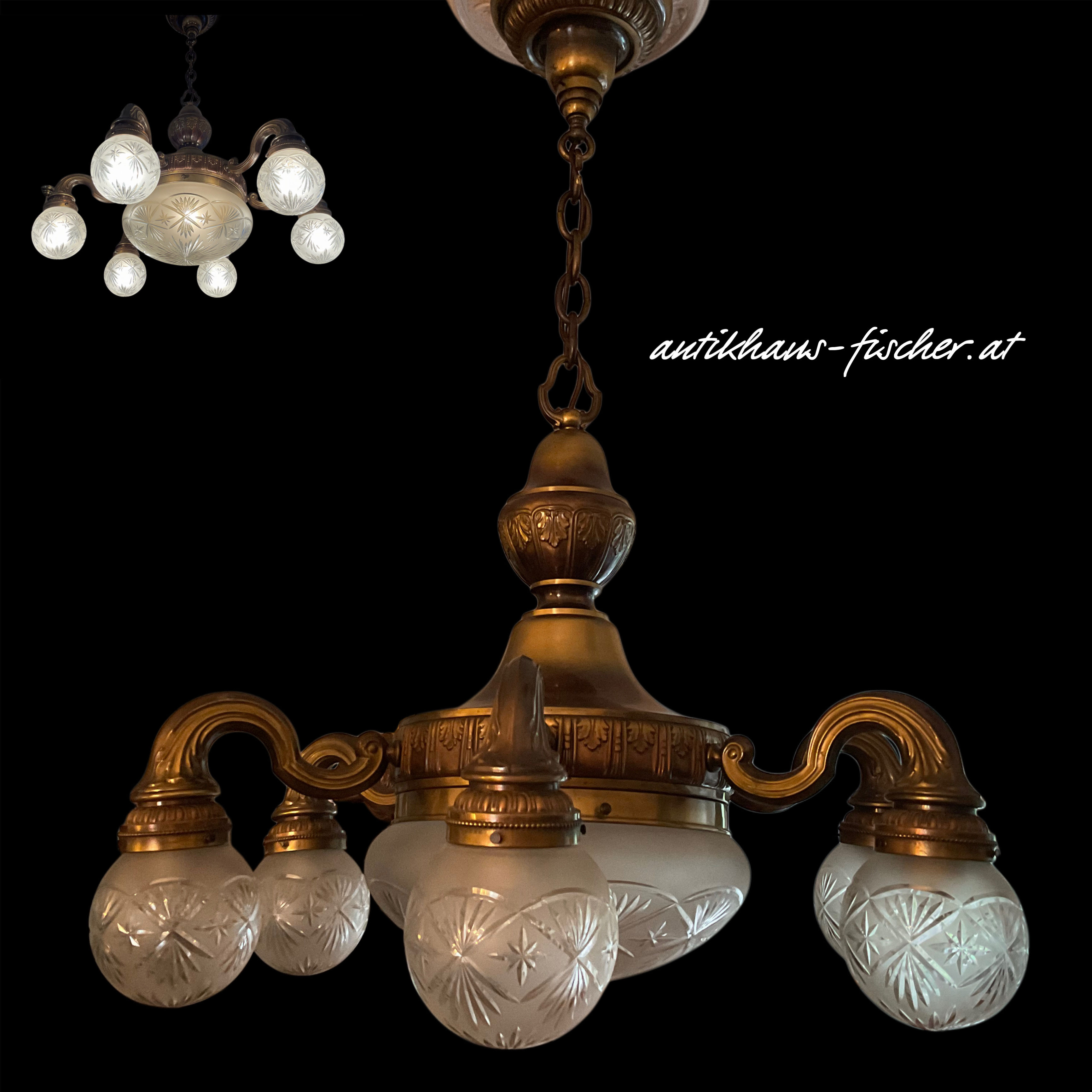 Top-Orig. Jugendstil Deckenlampe Luster Wien um 1910