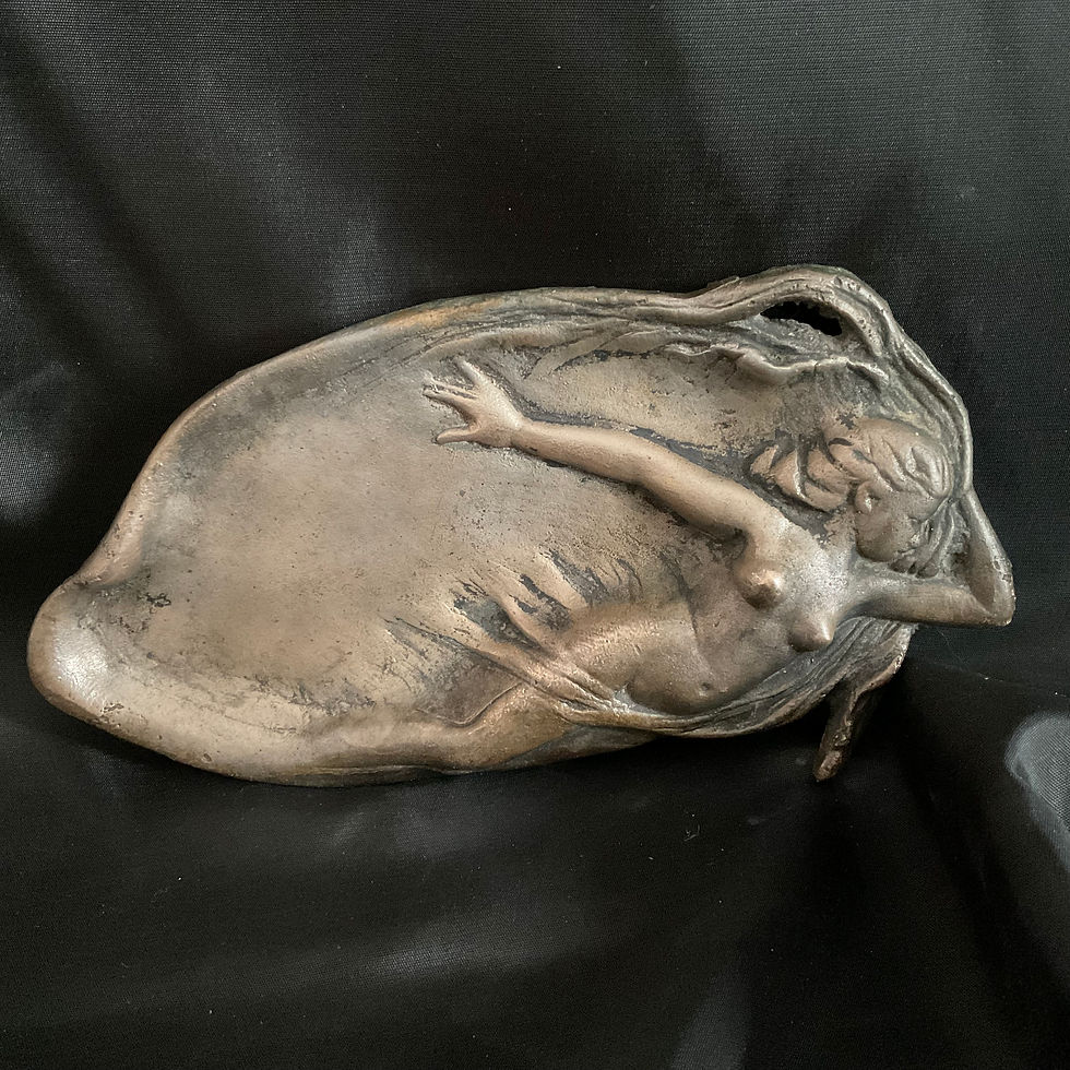 Orig. Jugendstil Visitenkartenschale figural Akt Bronze