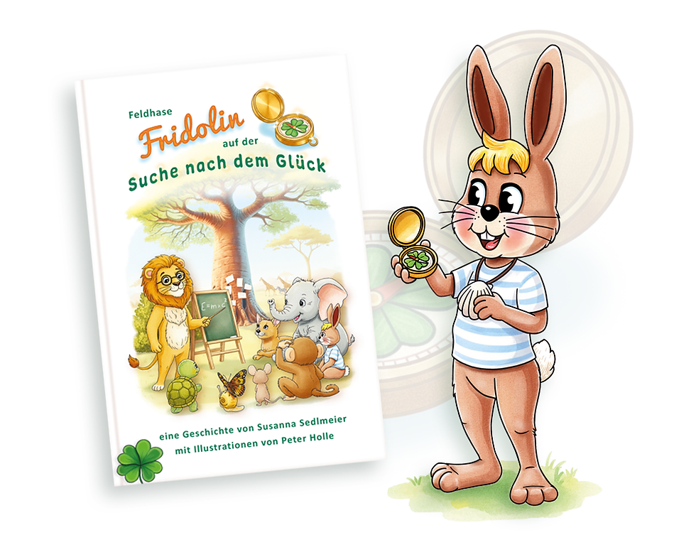 abenteuerlustige Kinderbuch-Illustrationen von Peter Holle, Kinderbuch "Feldhase Fridolin auf der Su