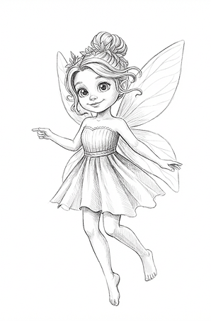 Skizze der Fee Elina zum Kinderbuch Einhorn Nelly auf der Suche nach dem gestohlenen Kristallherz