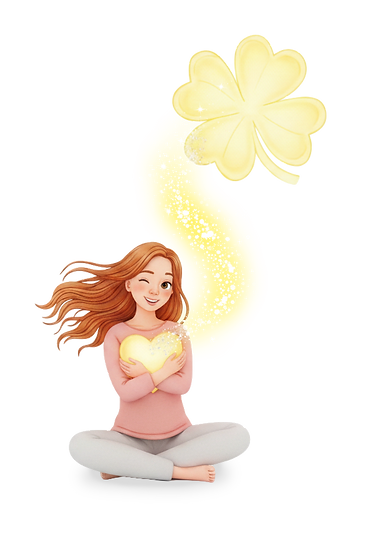 Covermotiv Frau mit Herz lächelnd 3D-Figur aus dem Buch Ich schenke dir ein Stück vom Glück illustriert vom Kinderbuch-Illustrator Peter Holle