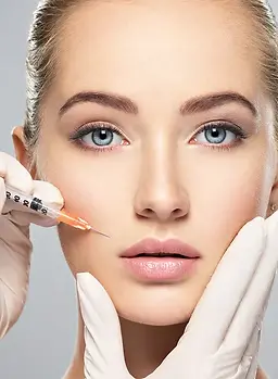 Woman getting cosmetic injection of botox near lips, closeup_ Woman in beauty salon_ plast