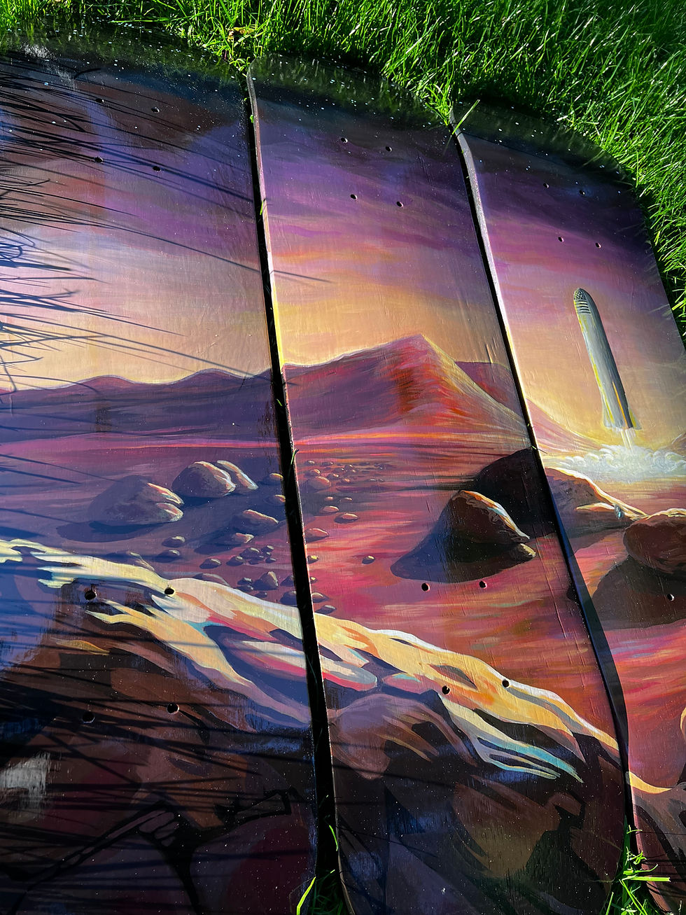 Thumbnail: Mars, SpaceX Starship. Hand painted skate art 