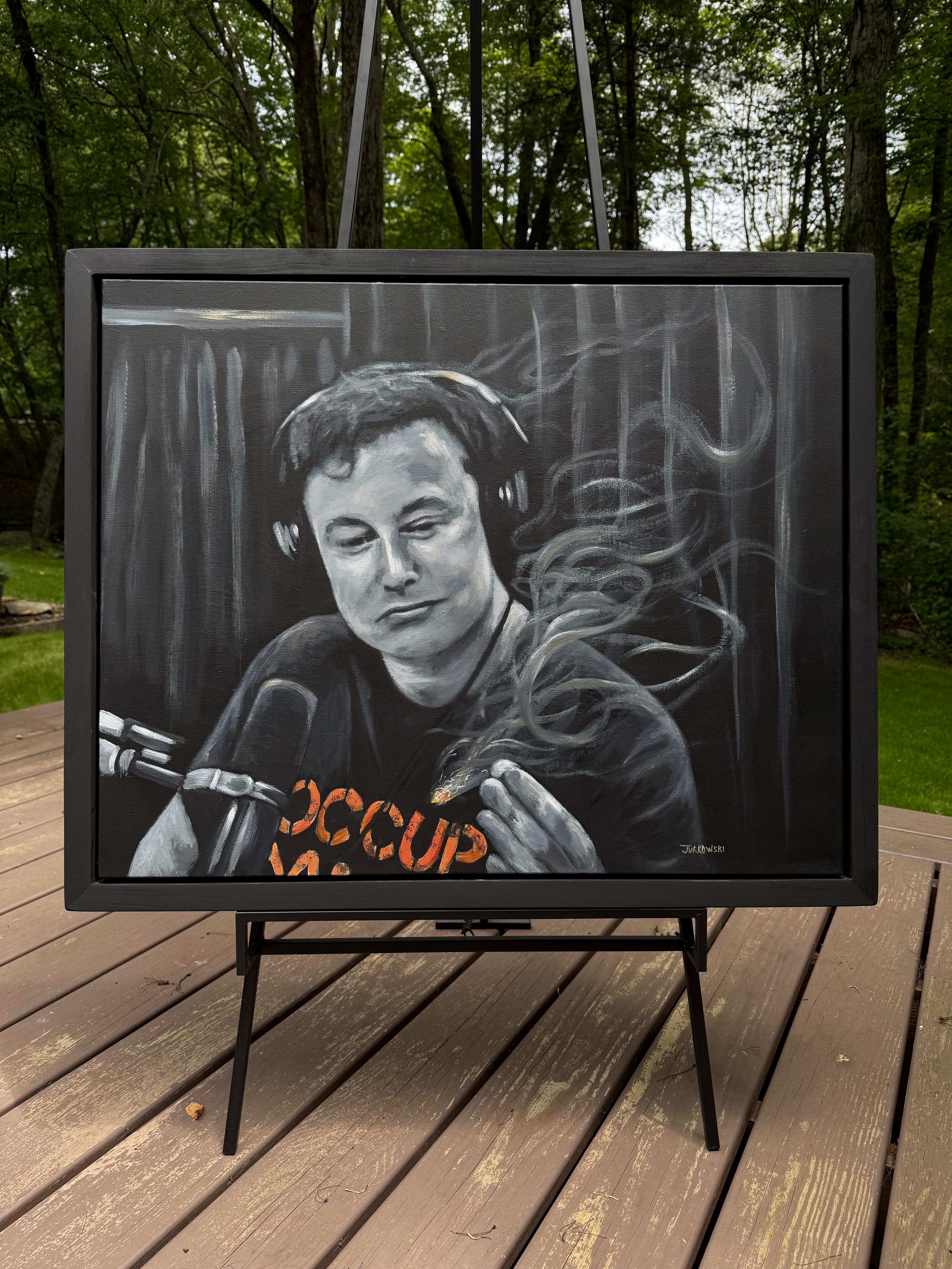 Elon Musk 420 fan art painting by Laura Jurkowski
