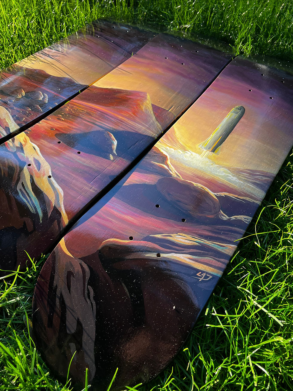 Thumbnail: Mars, SpaceX Starship. Hand painted skate art 