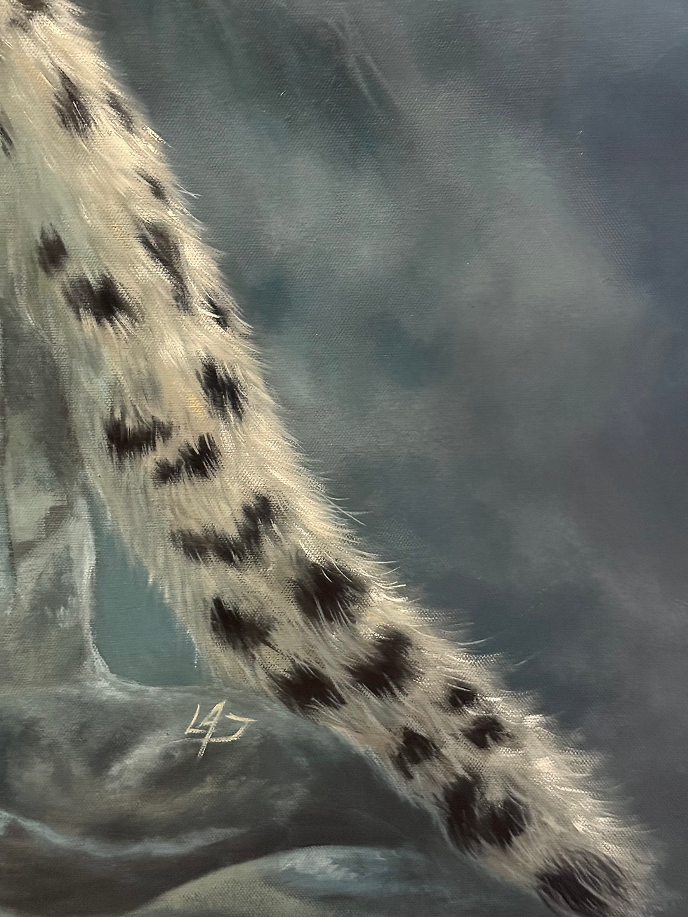 Thumbnail: “The Snow Whisperer”  Snow leopard oil on canvas