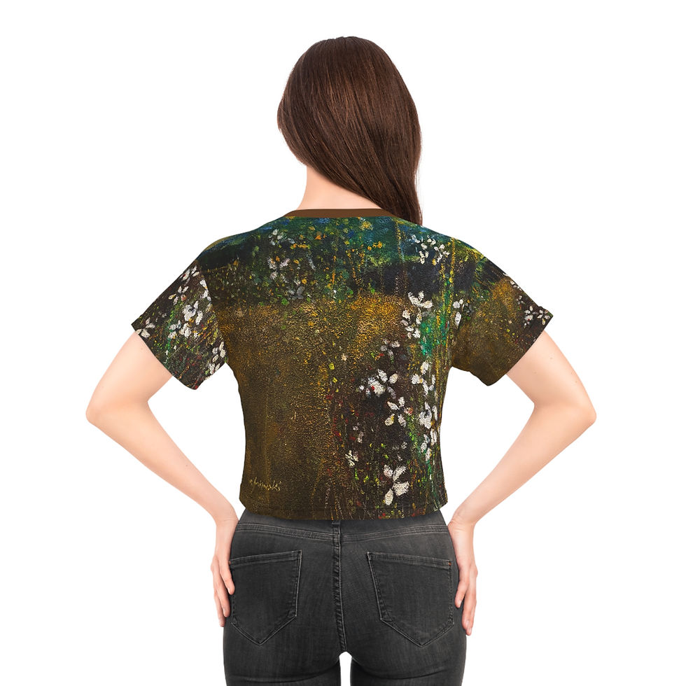 Thumbnail: Daddy's Flowers Crop Tee - Artistic Garden Print