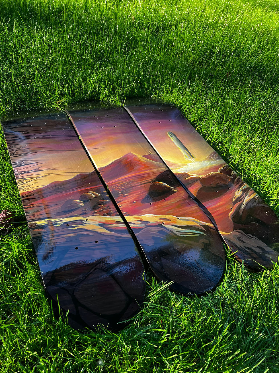 Thumbnail: Mars, SpaceX Starship. Hand painted skate art 