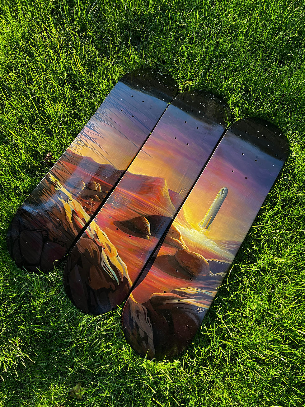 Thumbnail: Mars, SpaceX Starship. Hand painted skate art 