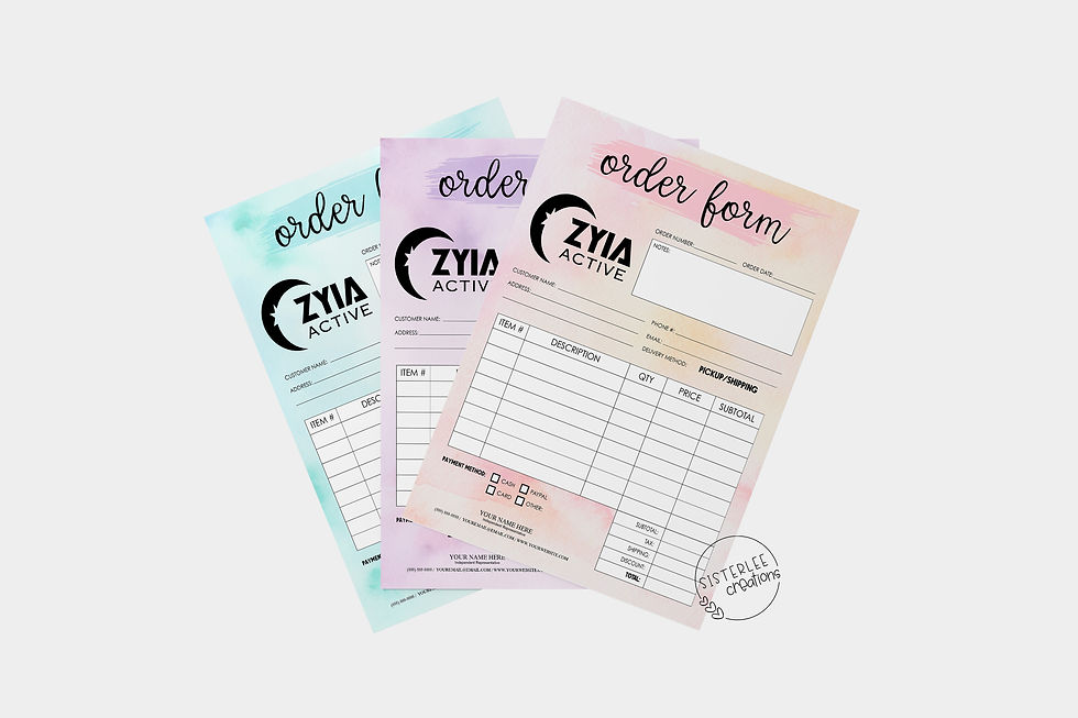 Zyia Active Order Form Sisterlee Designs Co