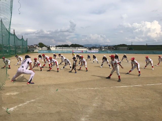 全員で体操から