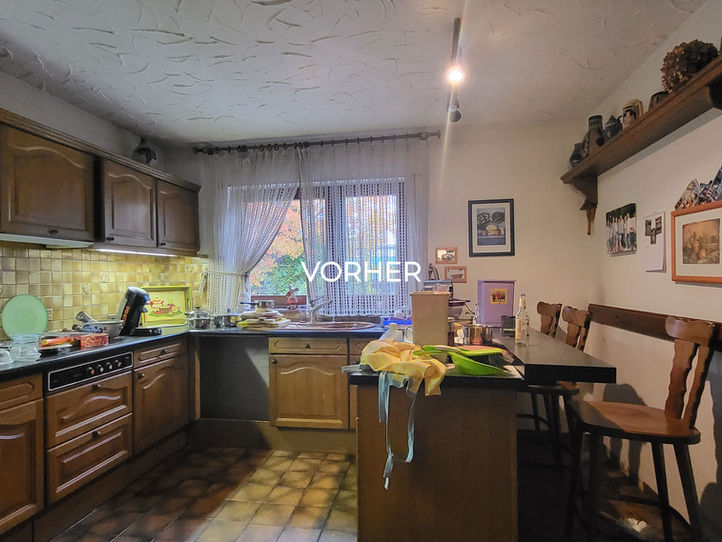 Küche einer geerbten Immobilie in St. Augustin vor dem Home Staging durch Soltau Erbimmobilien.