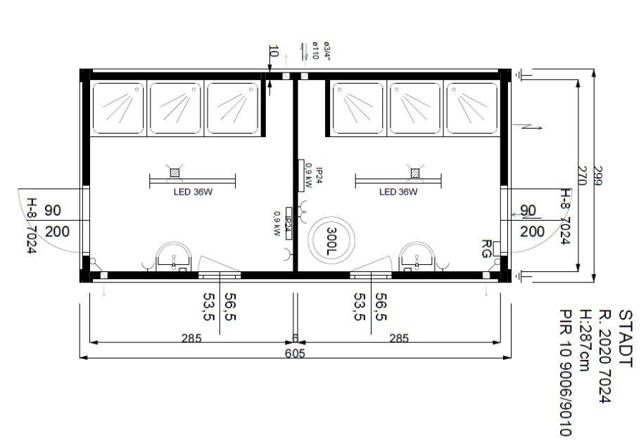 Miniaturbild: Conteneur sanitaire neuf 6,06 × 2,44 m – 6 douches, 2 lavabos, chauffe-eau 300 L