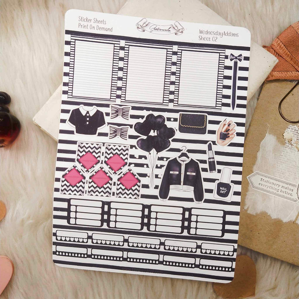 Thumbnail: Wednesday Addams Inspired Sticker Sheet