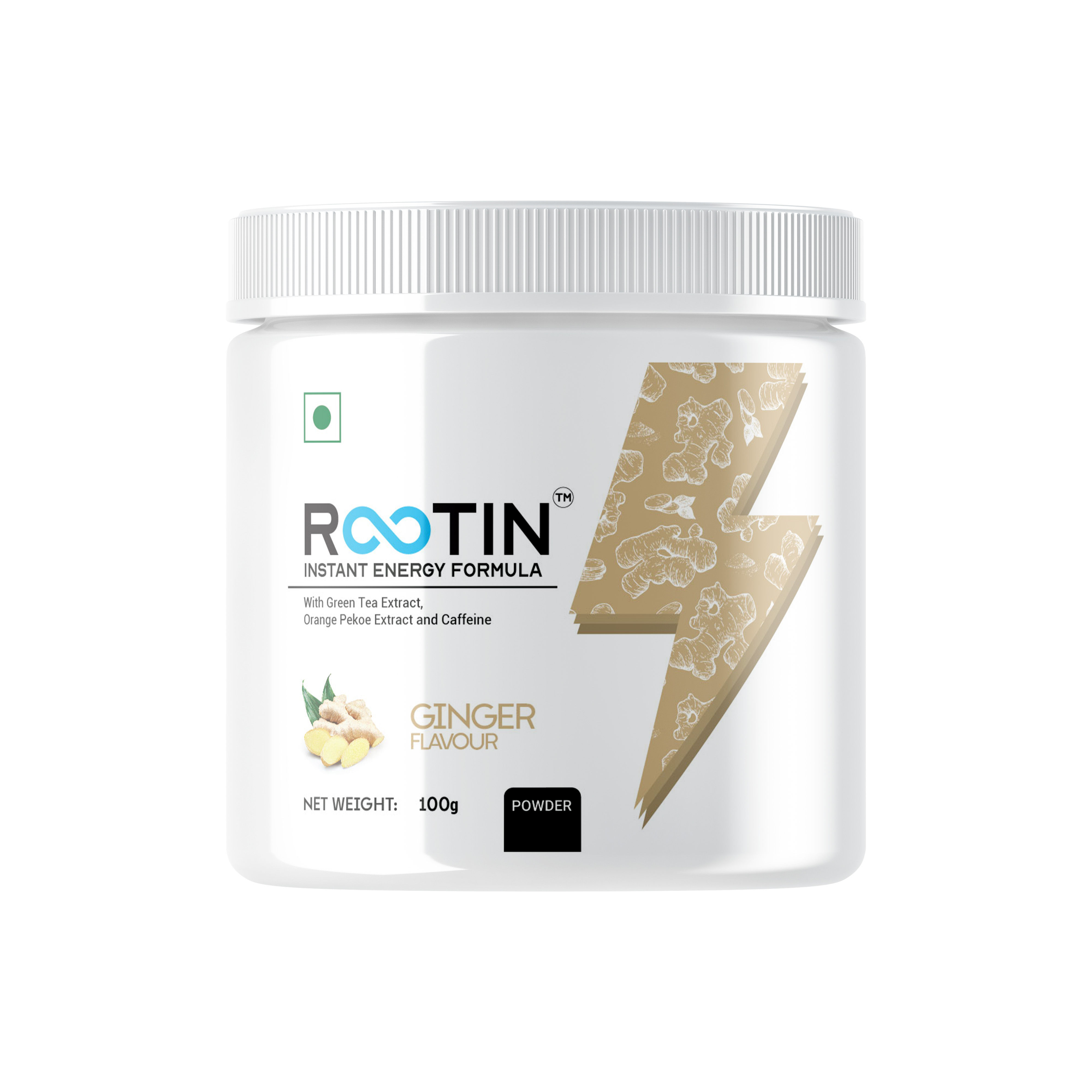 rootin instant energy formula - ginger flavour 100 gm