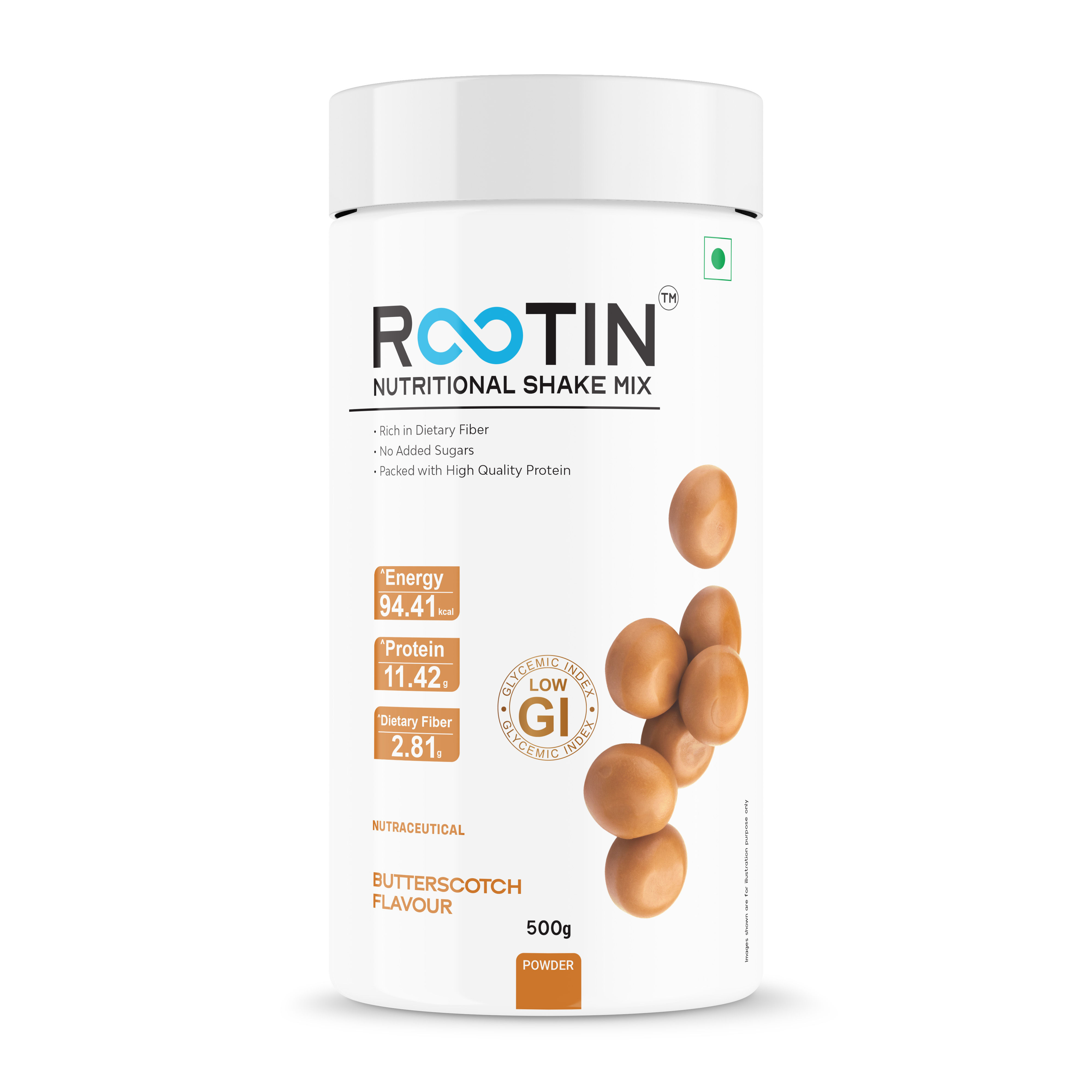 rootin nutritional shake mix butter scotch flavour 500 gm