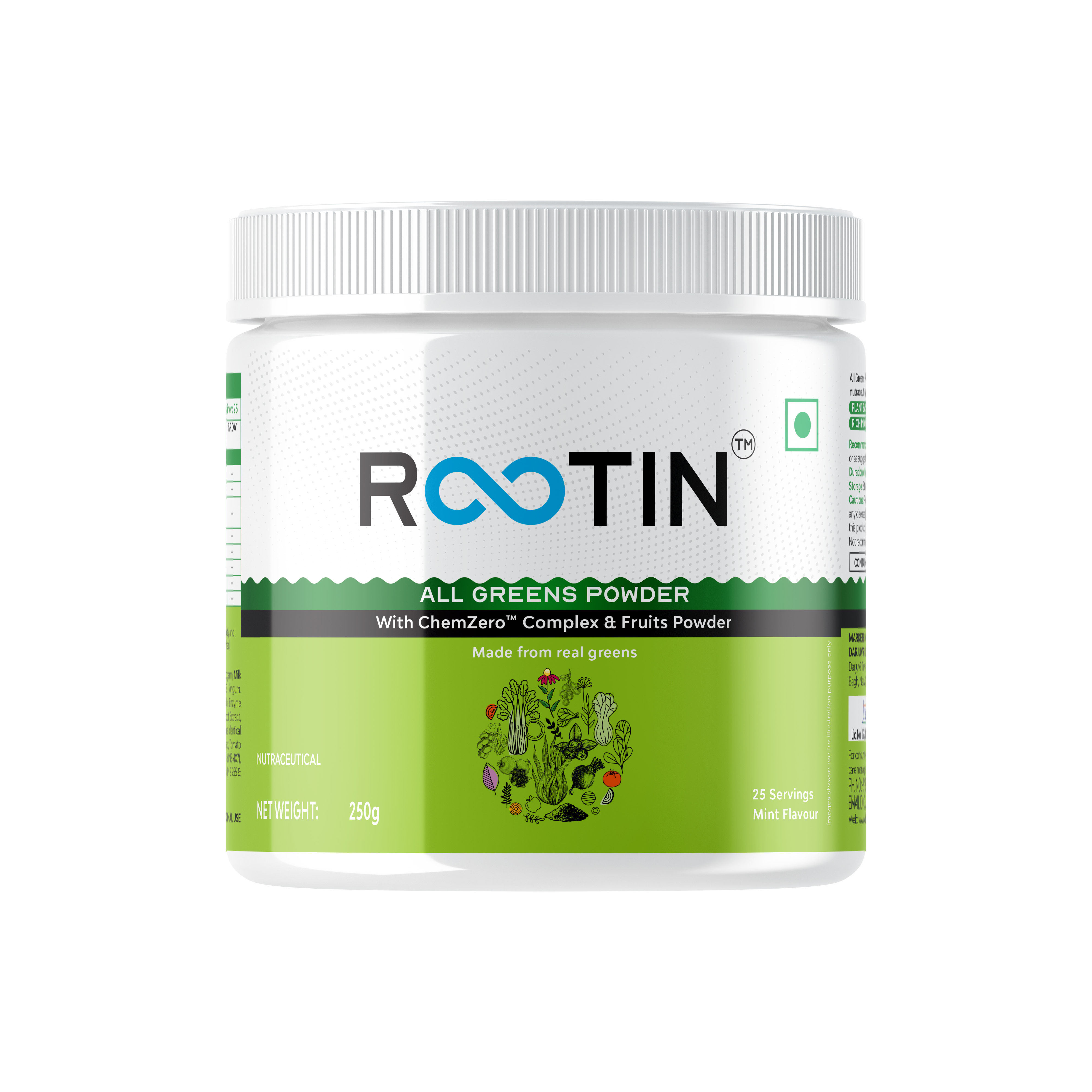 rootin all greens powder 250 gm (mint flavour)