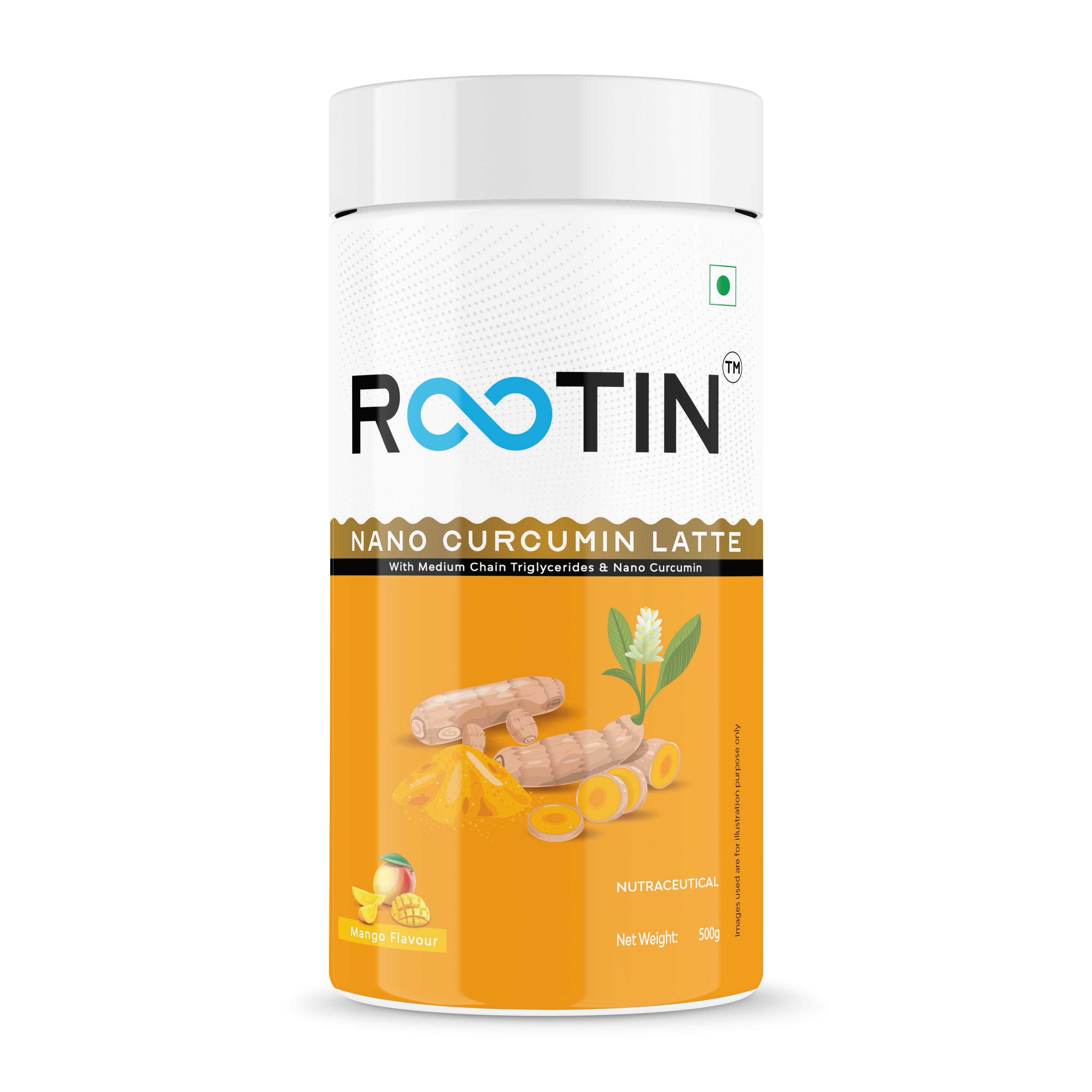 rootin nano curcumin latte mango flavour 500 gm