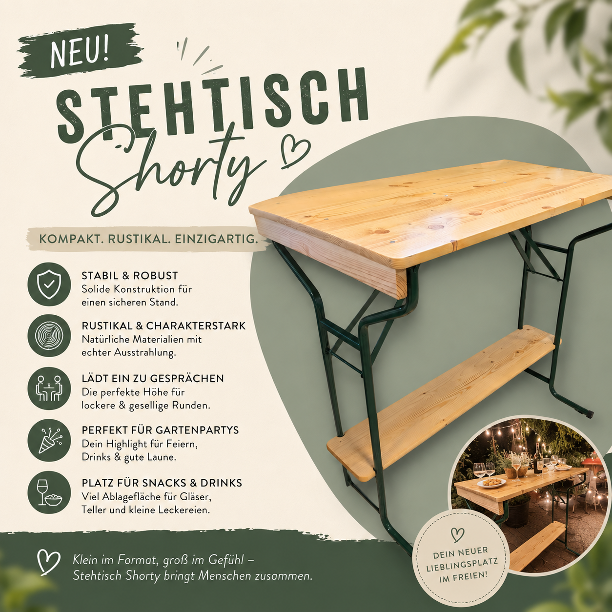 Stehtisch „Shorty“ – rustikal, gesellig & einfach gemütlich