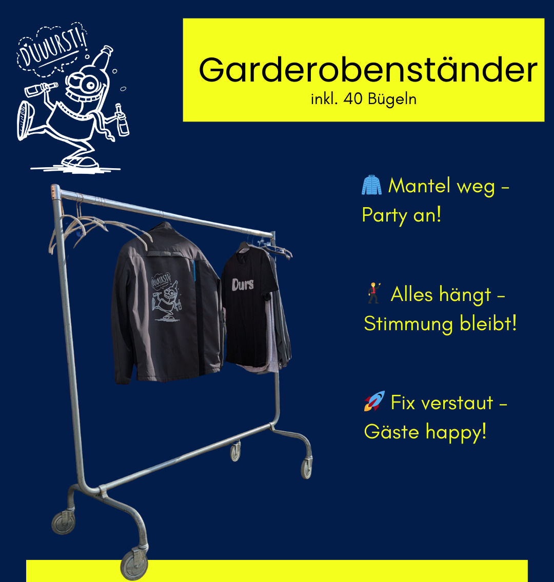Garderobenständer mieten – inkl. 40 Bügeln | Getränke Durst Lüneburg