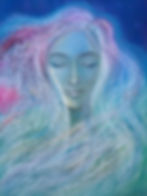 Woman's Face in Blue and White