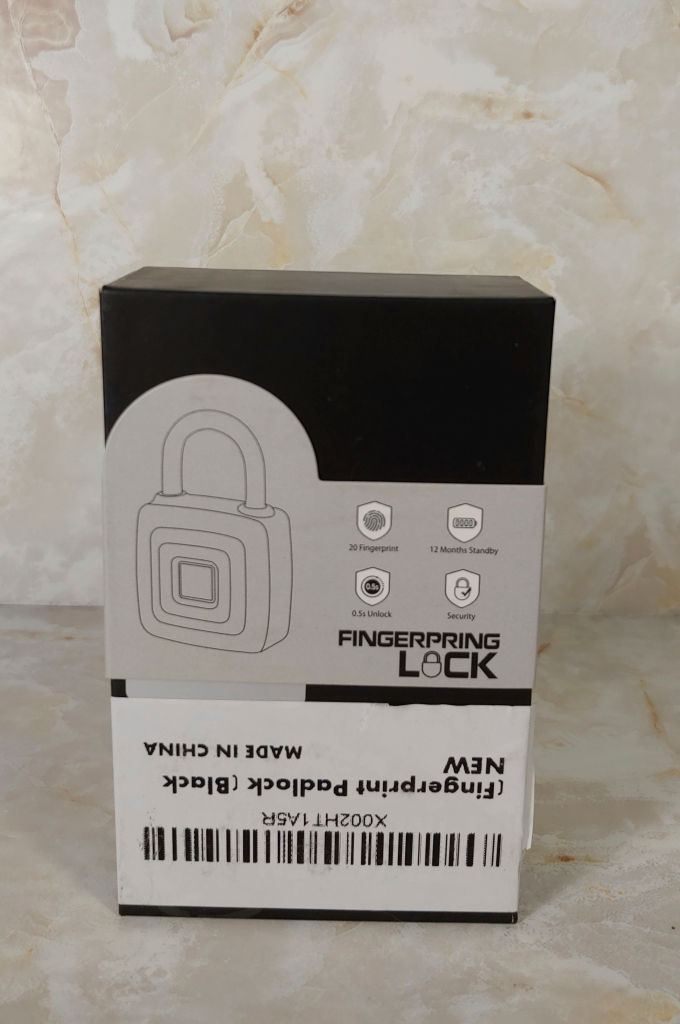 Fingerprint Padlock inside it's packaging