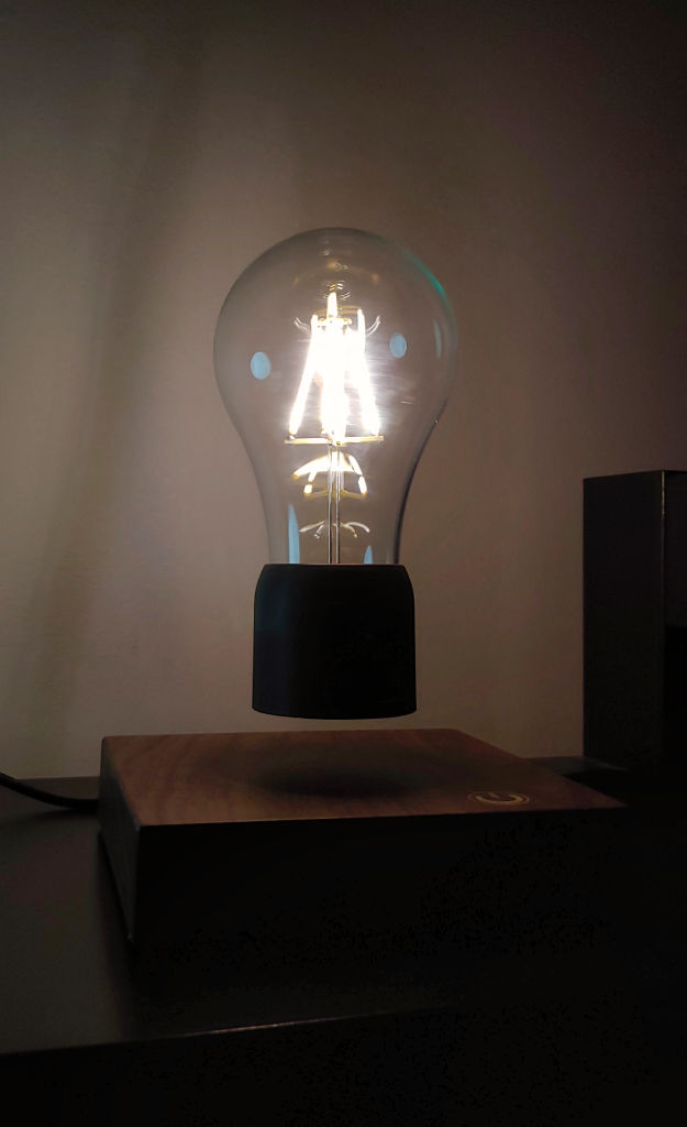 KFISI Magnetic Suspension Light floats above it's panel in the dark