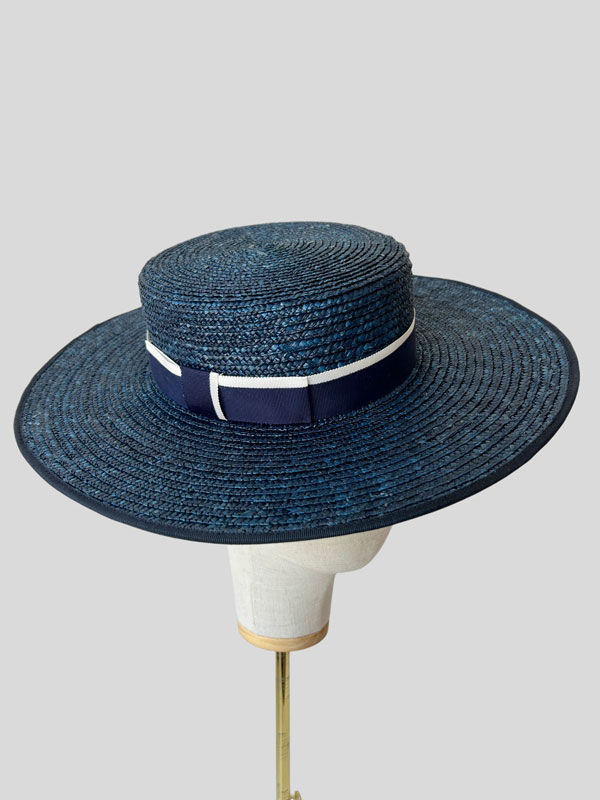 Thumbnail: Navy summer straw Boater Hat