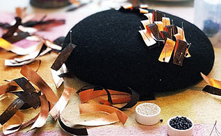 working with metallics Millinery hat making course
