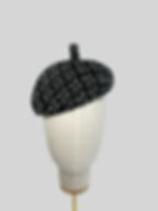 black and white beret fascinator hat women winter accessory handmade by elena shvab millinery london