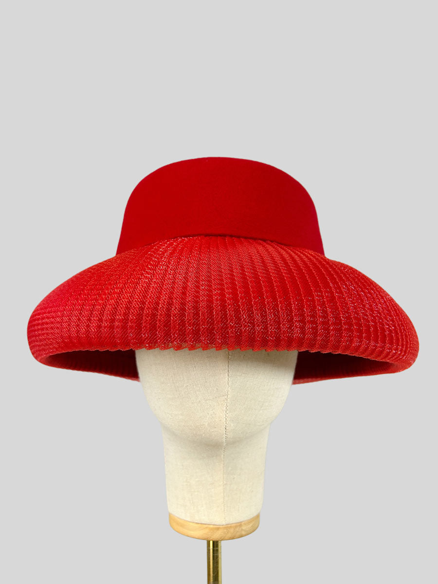 women's Red Brim Hat with Crinoline