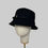 Thumbnail: Black wool Bucket Hat with a bow and pearls women winter accessory handmade by elena shvab millinery london
